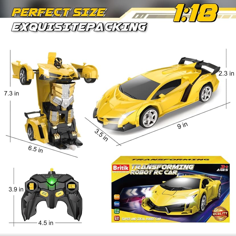 Transform Remote Control Car Toy for Kids 4 5 6 7 8, Remote Control Car for Boys 4-7, Transform Cars for Boys 4-6, Toy Car 5 Year Old Boy, Toys for 3 4 5 6 7 8 9 10 11 12 Years Old Boy