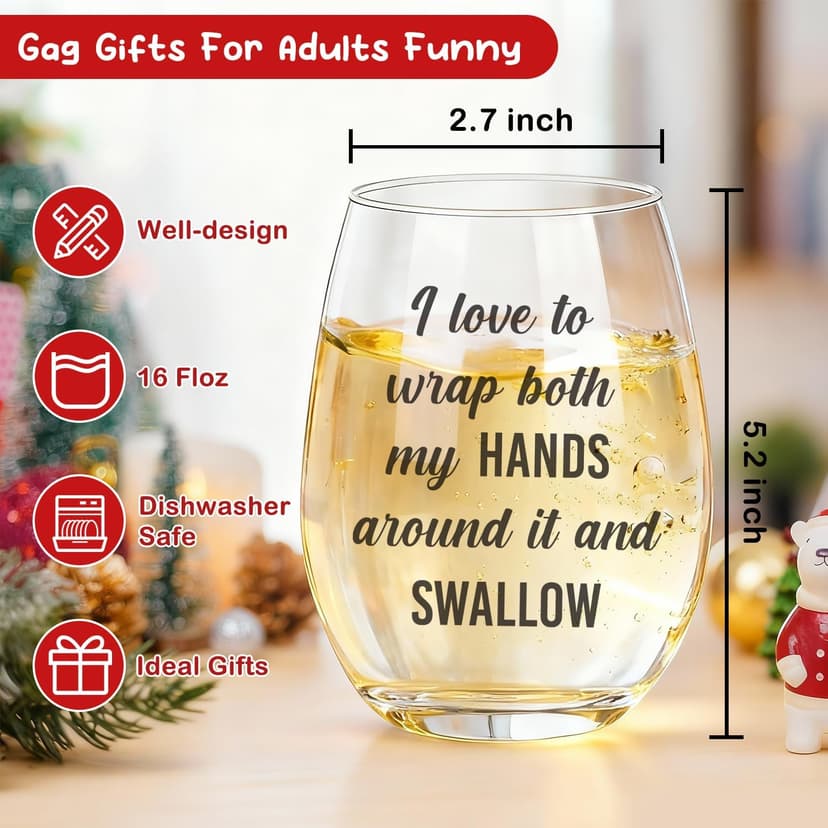 Funny Wine Glasses For Women, Best White Elephant Gifts 2025, Gag Gift For Women, Gifts For Wine Lovers, Birthday Present For Adults Her Men, Frined, Funny Gift For Men Coworker, Boss, Employee