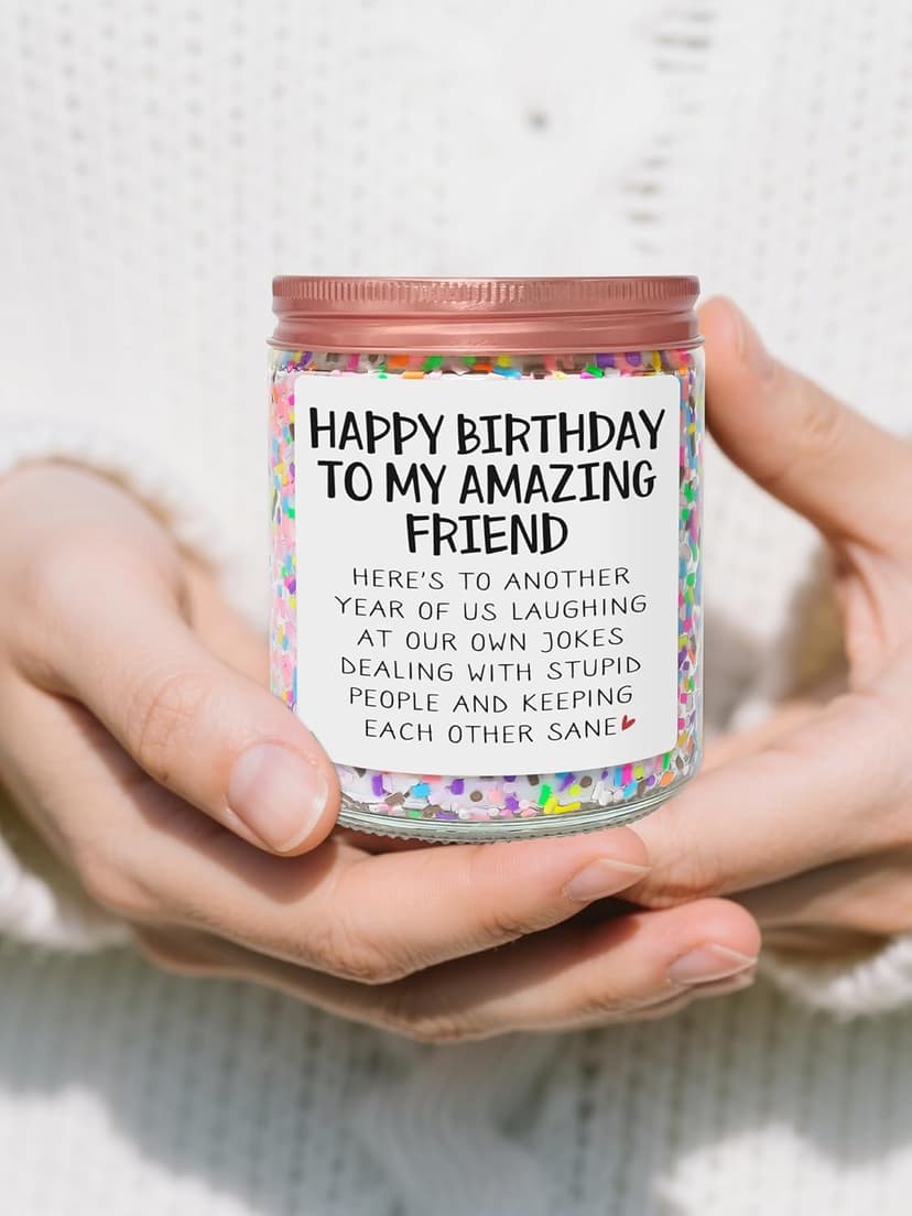 Best Friends Birthday Gifts for Women Friendship - Funny Sister Birthday Gifts for Friend Female BFF Bestie Gift for Women, Vanilla Cake Scented Bday Candles Happy Bday Decorations
