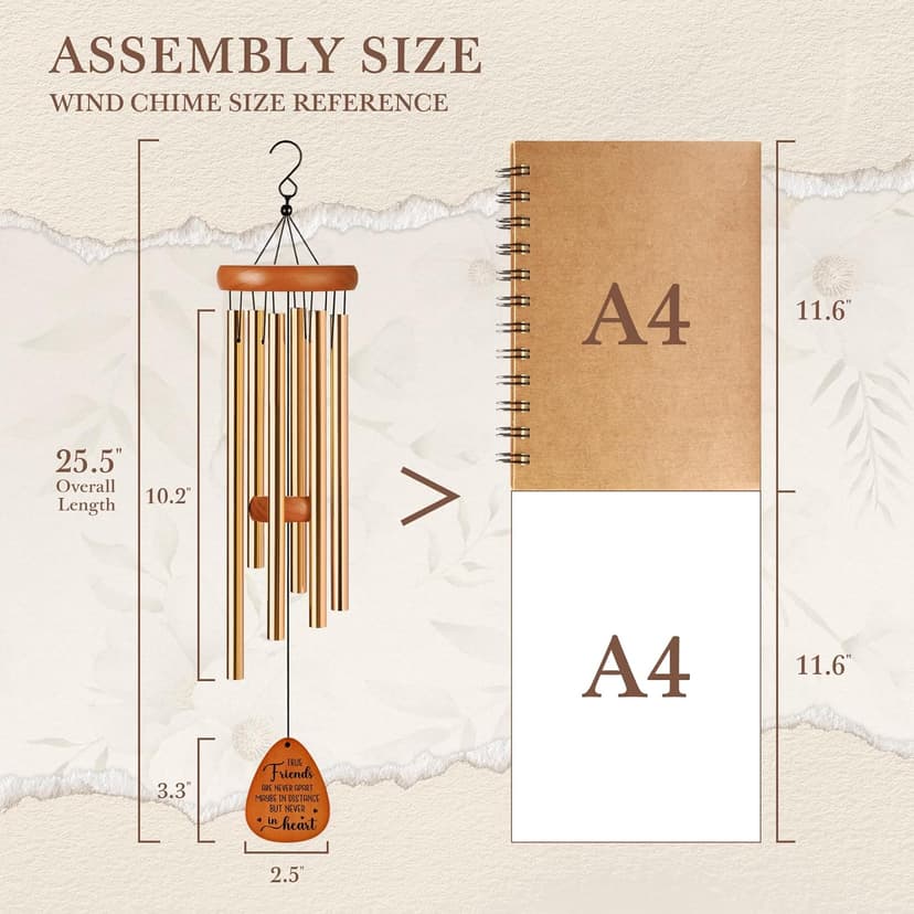 Aurahouse Best Friend Birthday Gifts for Women, Friendship Wind Chimes Gifts for Best Friend Woman Men Long Distance, Bestie Friend Birthday Gift for Women Friendship, Friendsgiving Gift