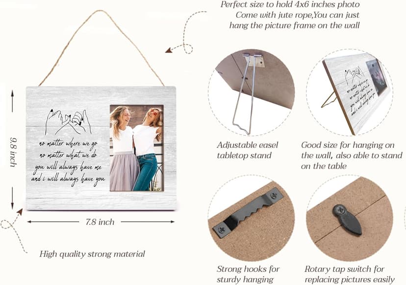 Orchroma Best Friends Picture Frame,Bestie Bff Best Friends Gifts,Friendship Gifts for Women Friends Birthday Christmas Gift,4x6 Inch Photo