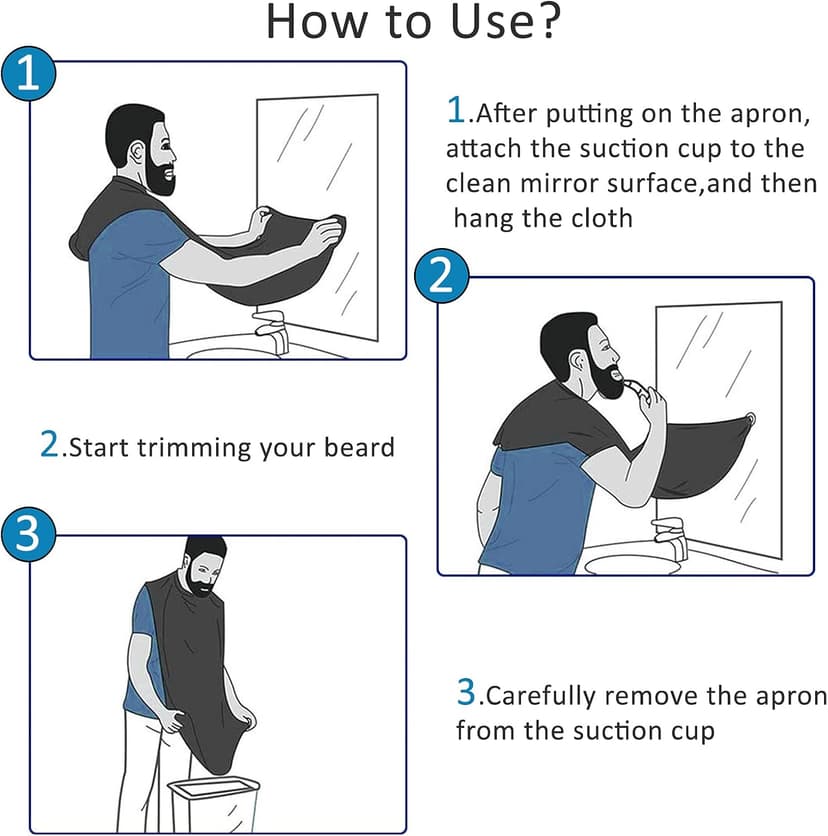 Beard Bib Beard Apron Gifts for Men Dad Fathers Day Anniversary Valentines Day Stocking Stuffers Christmas Gifts for Him Boyfriend Husband From Daughter Son Beard Trimming Catcher Bib Black