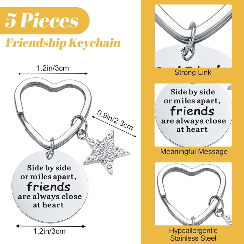 Kenning 10 Pieces Friendship Gifts for Women 5 Pcs Funny Friend Makeup Bag 5 Pcs Good Friends Are Like Stars Friendship Keychain Cute Star Keychain Birthday Presents Graduation Gift for Women BFF Teen