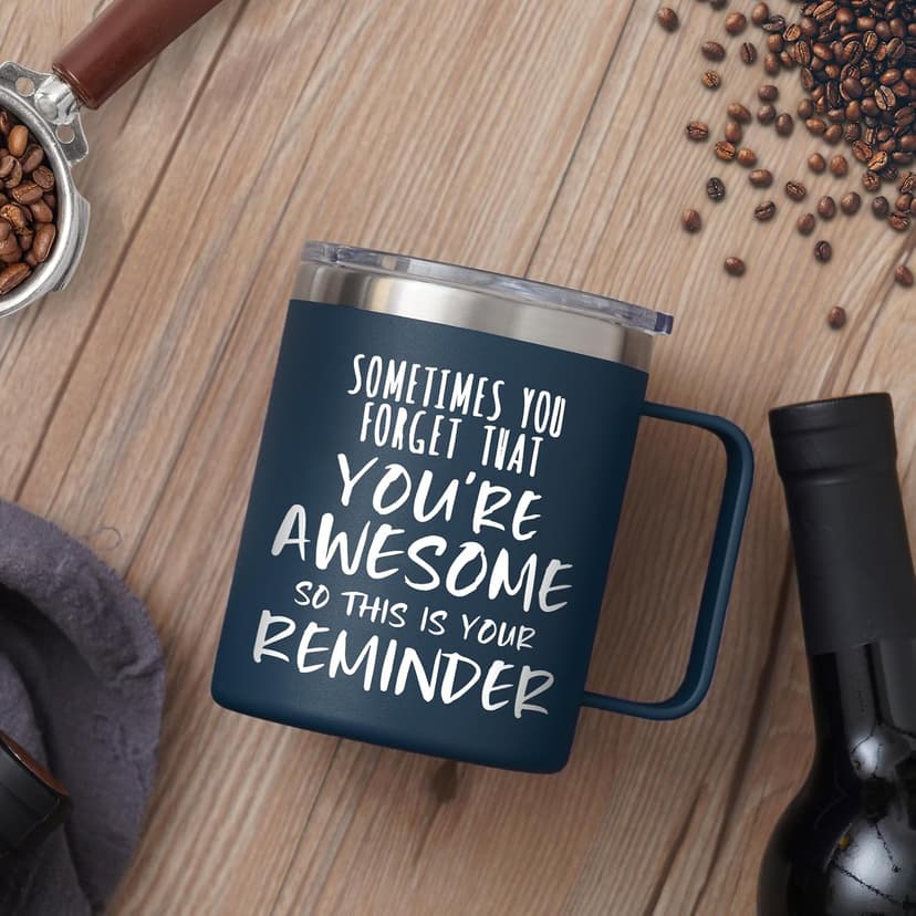 NOWWISH Birthday Gifts for Men - Awesome Coffee Mug, Inspirational & Holiday Presents for Men Him Boyfriend Husband, 14oz Navy Blue