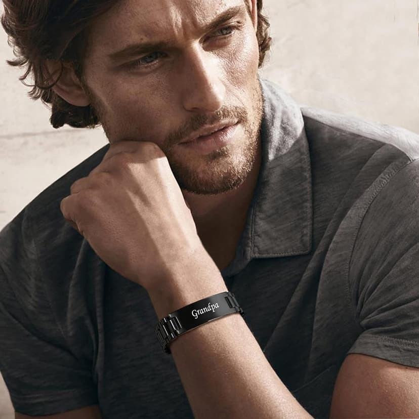 VNOX Masculine Watch Band Stainless Steel Link Bracelet Personalized Jewelry Gift for Men DAD Father Husband Boyfriend