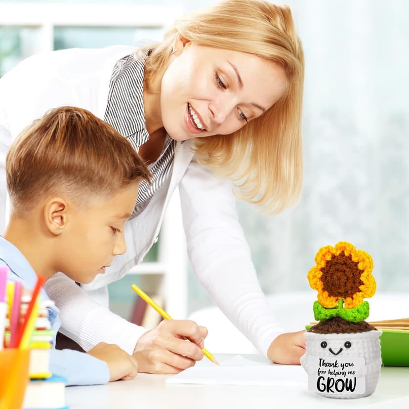 MBL Sunflower Christmas for Women Teacher - Thank You Appreciation Emotional Inspirational Support Crochet Sunflowers Gifts for Men Coworker Boss Lady Friend Thanksgiving Retirement Stocking Stuffers