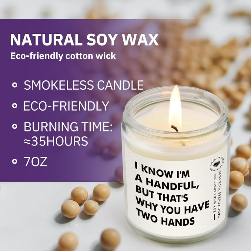 Anniversary Candle Gifts for Boyfriend, Husband, Him - Handmade Lavender Scented (7oz), Funny Birthday Valentines Day Christmas I Love You Gift for Him Boyfriend