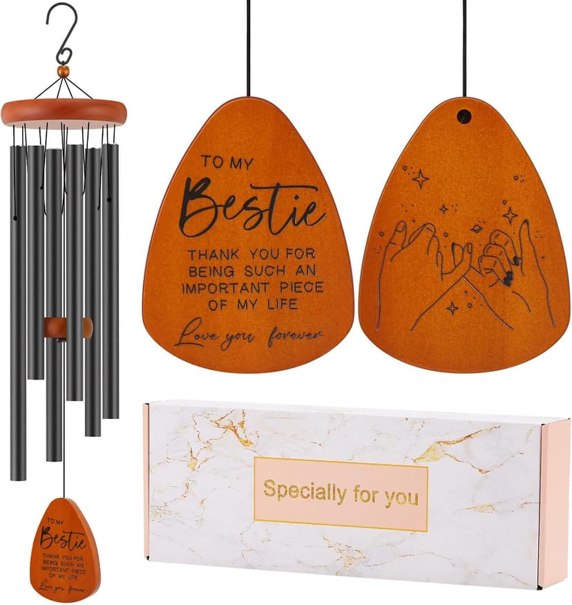 Bestie Gift for Women, Friend Gifts for Women, Unique Friendship Gifts for Birthday, Mothers Day, Christmas, 32 Inch Wind Chimes Gift for Home Decor