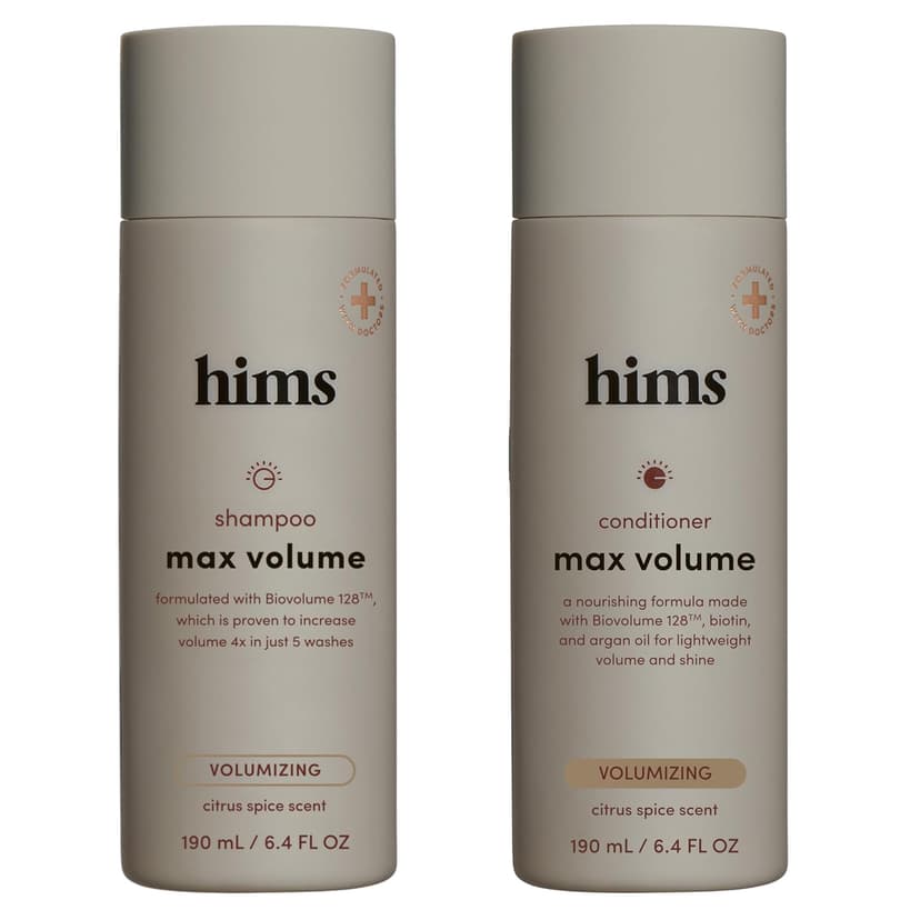 hims Max Volume Men's Shampoo & Conditioner Set - Volumizing Natural Shampoo and Conditioner for Men - Adds Volume, Shine & Bounce - Citrus Spice - 2 x 6.4 fl oz