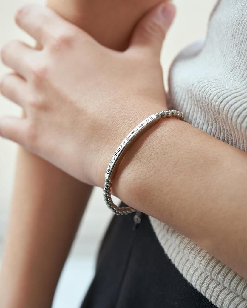 JOGDIAM Religious Gift for Her God is Within Her She Will Not Fall Bible Verse Bracelet Gift for Her