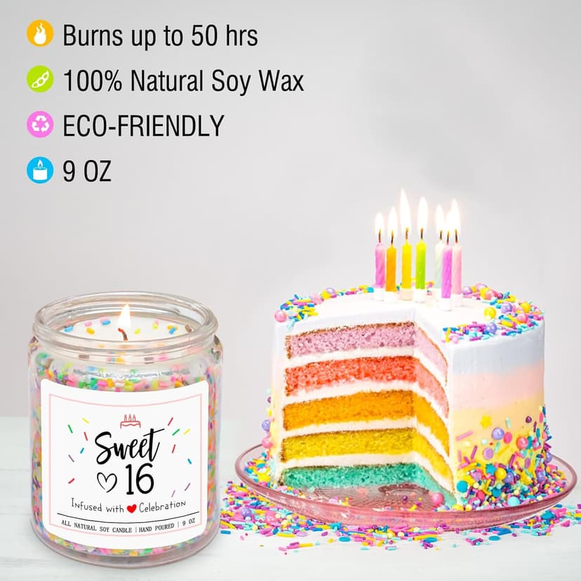 Homsolver 16th Birthday Gifts for Girls, Vanilla Cream Scent Best Ideas Birthday Presents for Daughter, Friends, Sister, Handmade Aromatherapy Candle Decorations
