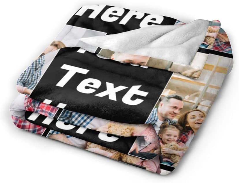 Custom Blanket with Picture Text, Personalized Blanket with Pthotos, Customized Birthday Blanket for Women Christmas Day Gifts Adult Dad Mom Husband Boyfriend Wife