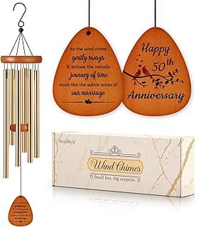 SteadStyle 50th Anniversary Wind Chime Gifts, Happy 50th Wedding Decoration Gifts for Parents, Couples, Friends, Golden Anniversary Keepsake