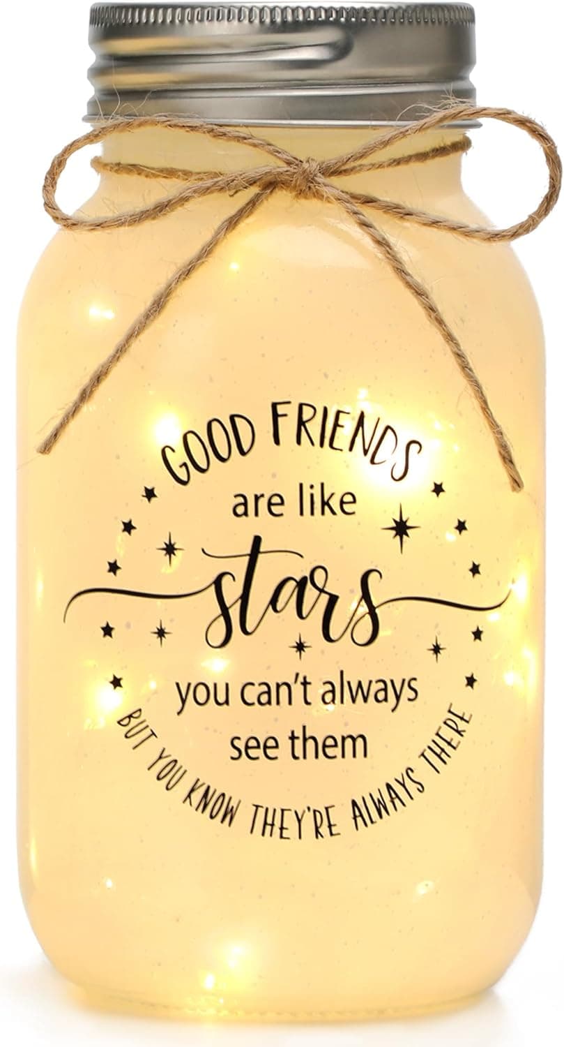 Maracco Christmas Best Friends Gifts for Women, Mason Jar Night Lights for Friend, BFF, Coworker, Friendship Gifts Friends Birthday Gifts for Women