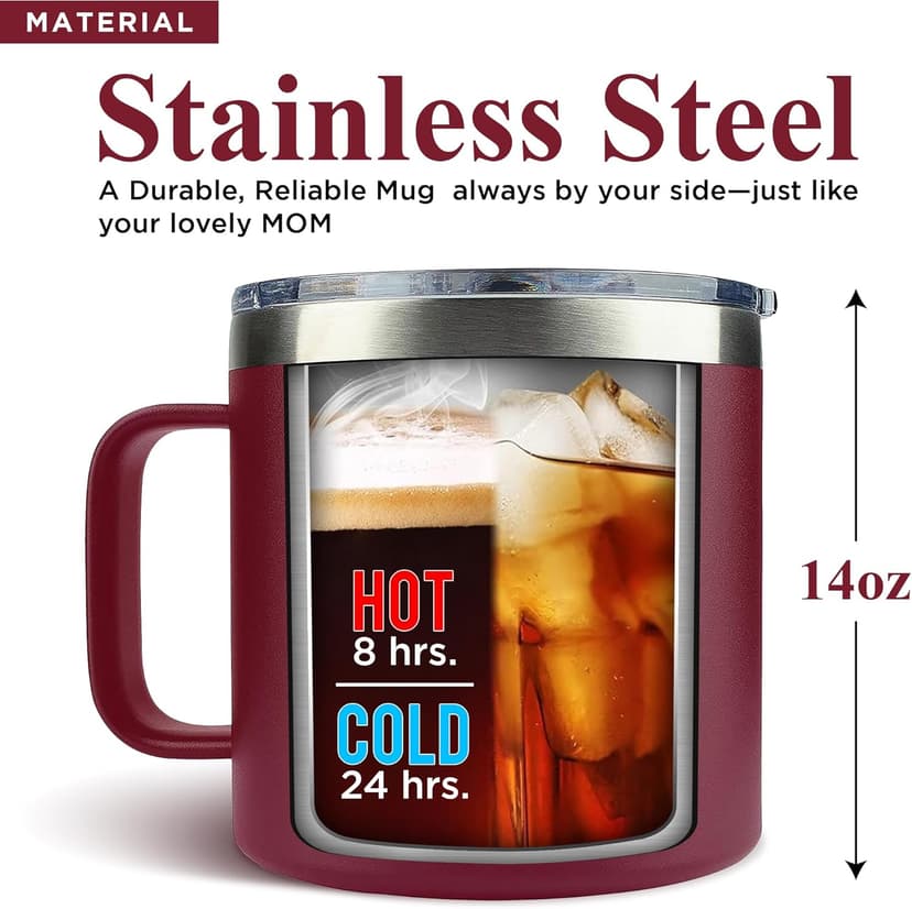 Gifts for Mom from Daughter, Son - Mothers Day Gifts for Mom, Wife, Women - Moms Birthday Gift Ideas, Cool Birthday gifts for Moms, Mothers - Best mom Mug, 14 Oz Stainless Steel moms Coffee Mug