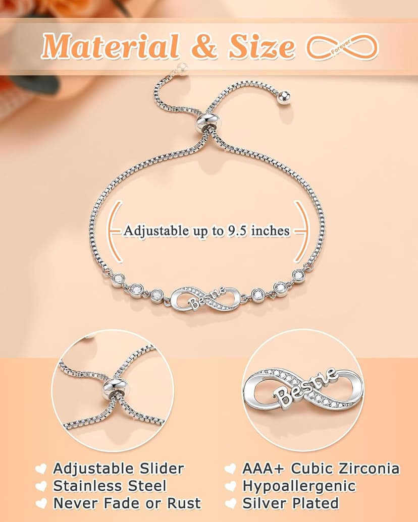 UNGENT THEM Infinity Love Heart Bracelets for Women Her Happy Birthday Valentines Christmas Presents