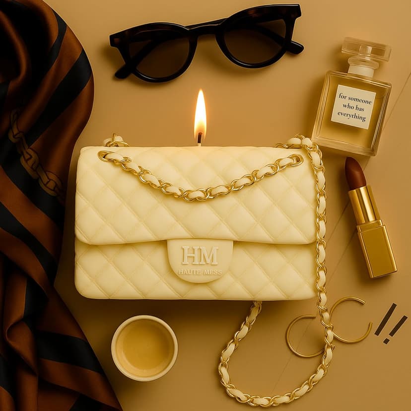 Handbag candle with GiftBox - Stocking Stuffers for Women - Haute Mess - Designer Gifts for Her - Luxury Candles for Women - Secret Sanata - Stocking Stuffers for teenage girls - White elephant gift