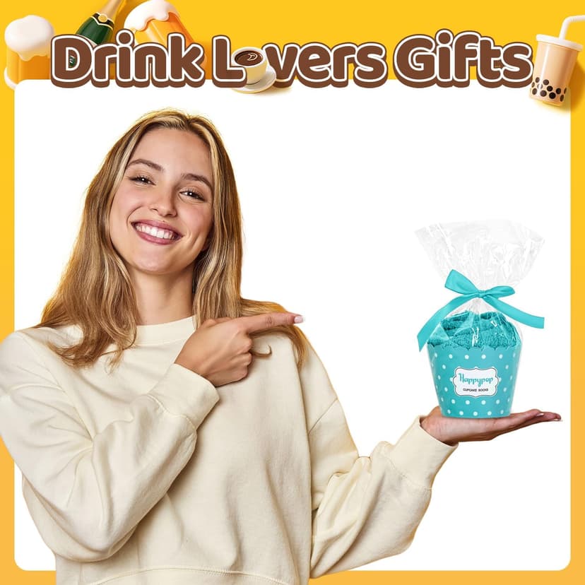 HAPPYPOP Funny Gifts for Women Men - Boba Tea Taco Gifts for Her, Bourbon Coffee Socks