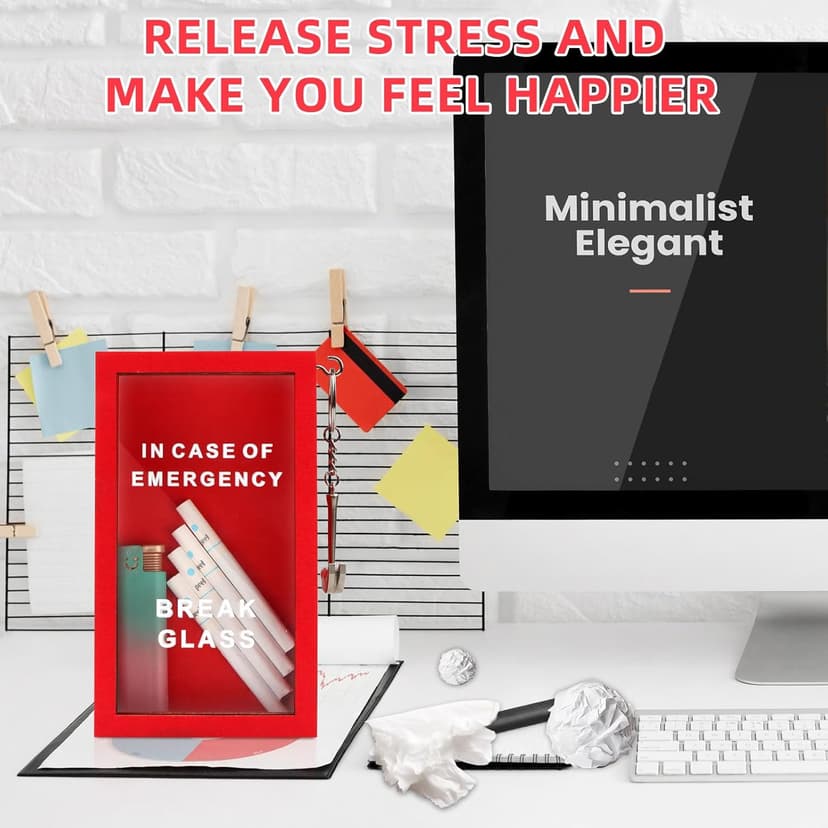 Funny Gift Emergency Box - Create Self Defined Idea Jar w/Hammer, Break in Case of Emergency Box - Desk Decor - Personalized Gag Gift for Friends Coworkers