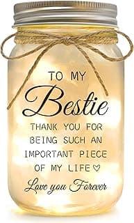 Bestie Gifts for Women Friendship - Mason Jar Night Lights for Friend, Gifts for Friends Female, BFF Soul Sister Work Bestie Gifts for Women, Birthday Thankgiving Christmas Gifts