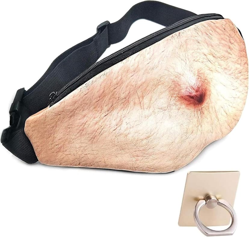 White Elephant Gifts Funny Gag Gifts,3D Men Beer Fake Belly Dad Bag Waist Packs,Waterproof Fanny Pack Unisex for Father's Day,Christmas,Stocking Stuffers for Men Boyfriend Husband Him Friend Dad