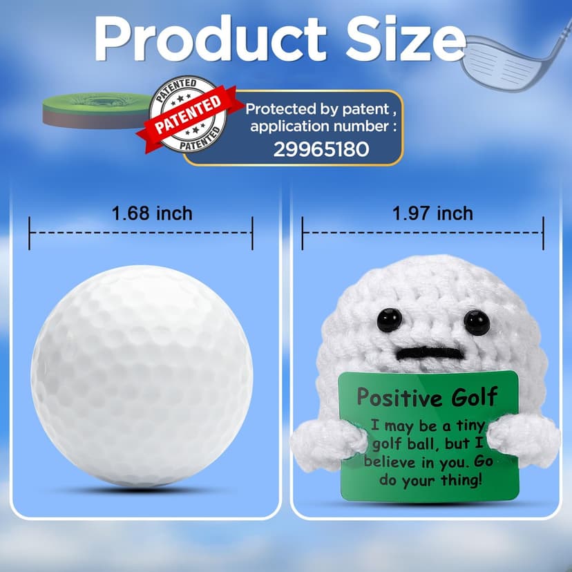 AICase Golf Gifts Accessories Funny Positive Golf Ball Crochet Gag Gift Ideas, Emotional Support Nuggets for Men Women Golfers Tournament Dad Mom Fathers Day Christmas Easter Birthday Stuff