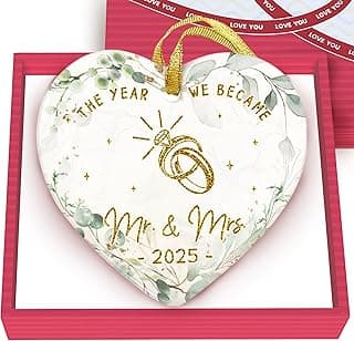 GOSSBY Wedding Ornament 2025 - The Year WE Became MR MRS - 2025 Wedding Gift for Couple - Bridal Shower, Newlywed, Just Married, Mr Mrs Gift for Bride Groom - 1st Married Couple Christmas Decor