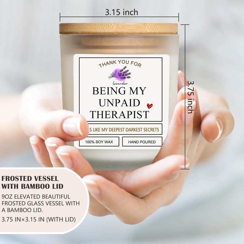 Thank You for Being My Unpaid Therapist - Friendship Gifts for Women Scented Candles Birthday Gifts for Friends Work Besties Mom Female Roommate Ideas Gifts
