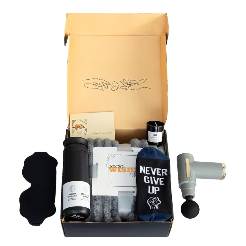 Get Well Soon Gifts for Men, Get Well Soon Gift Basket Men, Care Package for Man with Massage Gun, After Surgery, Cancer Gifts, Sympathy Gift Basket, Feel Better, Sick Friend, Recovery, Dad, Husband