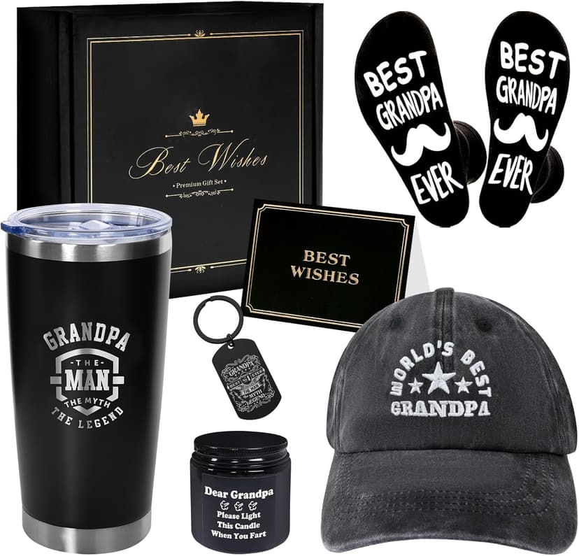 Tecanne Birthday Gifts For Grandpa - Fathers Day Gift Box Baskets For Grandpa, Husband, Men Best Christmas Package Gift Ideas
