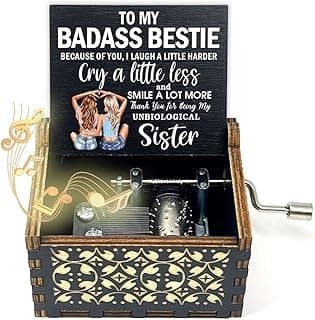 ukebobo Bestie Music Box Gift, You are My Sunshine Hand Crank Wooden Musical Boxes, Badass Bestie Gifts, Christmas Birthday Graduation Friendship Presents for Bestie Friends Female BFF-567
