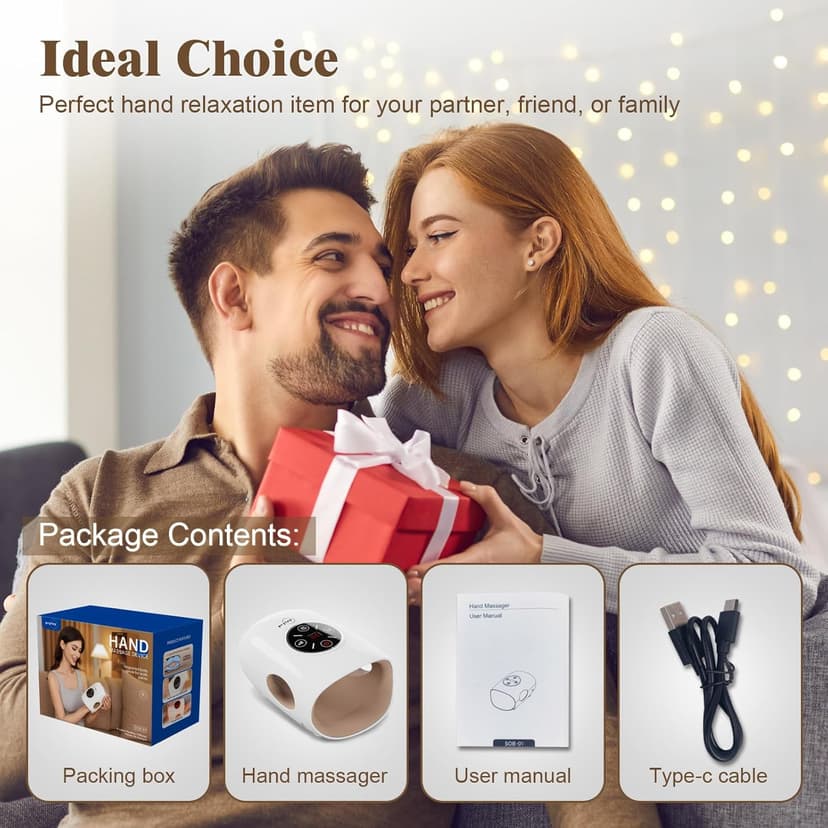 Hand Massager, 9 Modes 9 Intensities Hand Massage, Cordless Hand Massager for Arthritis and Carpal Tunnel, Gift for Christmas Men Women Parents Relaxation at Office,White