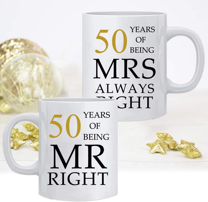 Kwieema 50th Wedding Anniversary for Couples, Golden 50th Anniversary for Parents, 50th Wedding Anniversary Coffee Mugs Grandparents Couples Mugs 50 Year Parents Anniversary Mug