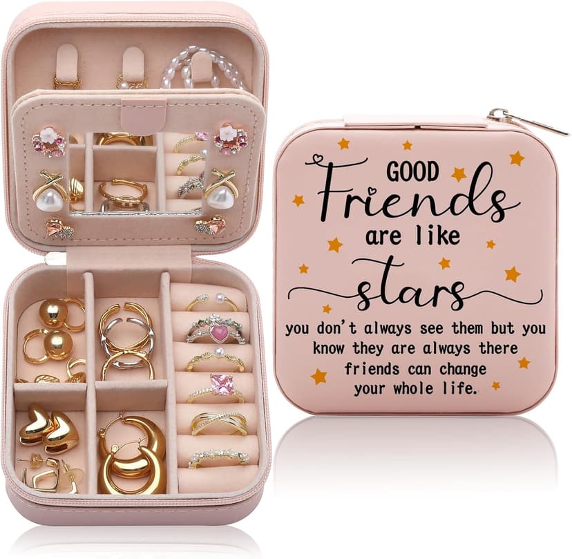 Friendship Gifts for Women Jewelry Box, Best Friend Bestie Gifts, Birthday Gifts for Women Friendship, Good Friends Are Like Stars Jewelry Case, Cool Gifts for Female Friend Jewelry Organizer Holder