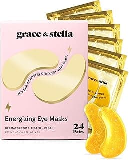 grace & stella Award Winning Under Eye Mask - Travel Essentials - Birthday Gifts for Women - Gel Eye Patches for Dark Circles, Puffy Eyes, Wrinkles, Undereye Bags - Vegan - Self Care (24 Pairs, Gold)