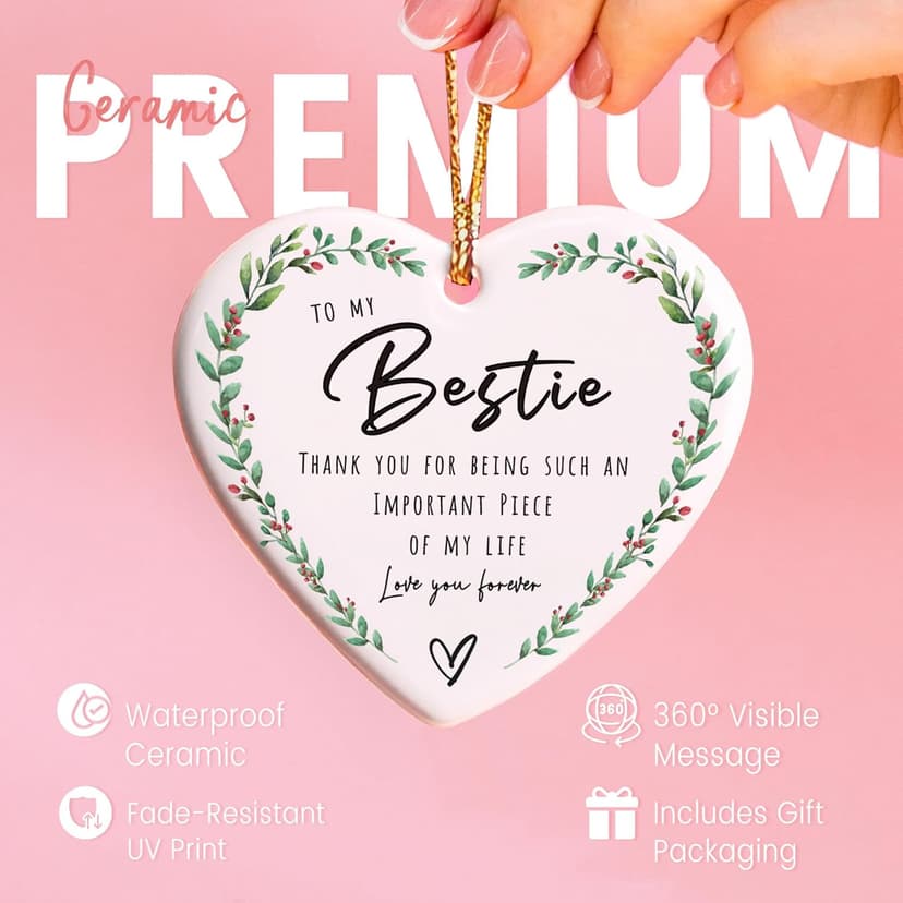 Bestie Gifts for Women Friendship, Best Friend Birthday Gift for Women, Thank You Ornaments, Appreciation Friendship Gifts for Best Friends Lady, BFFs Soul Sister, Bestie Stuff