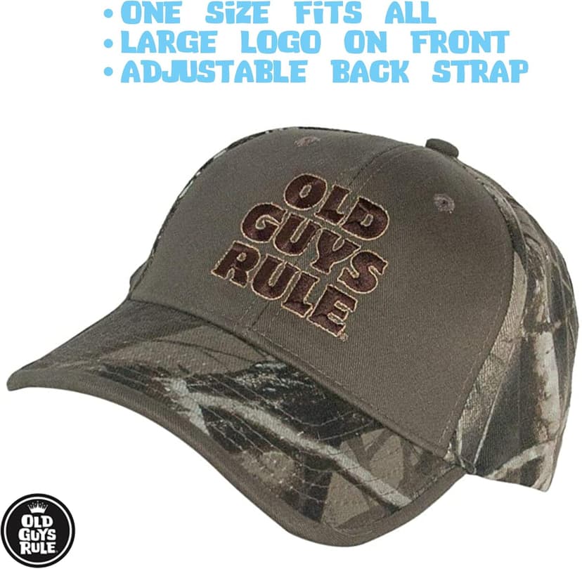 OLD GUYS RULE Men's Baseball Cap, Bucks, Trucks & Ducks - Gift for Dad, Grandpa, Husband, Father's Day, Birthday, Holiday - Funny Novelty Hat for Hunting Season, Outdoorsmen, Camping, Hunters (Camo)