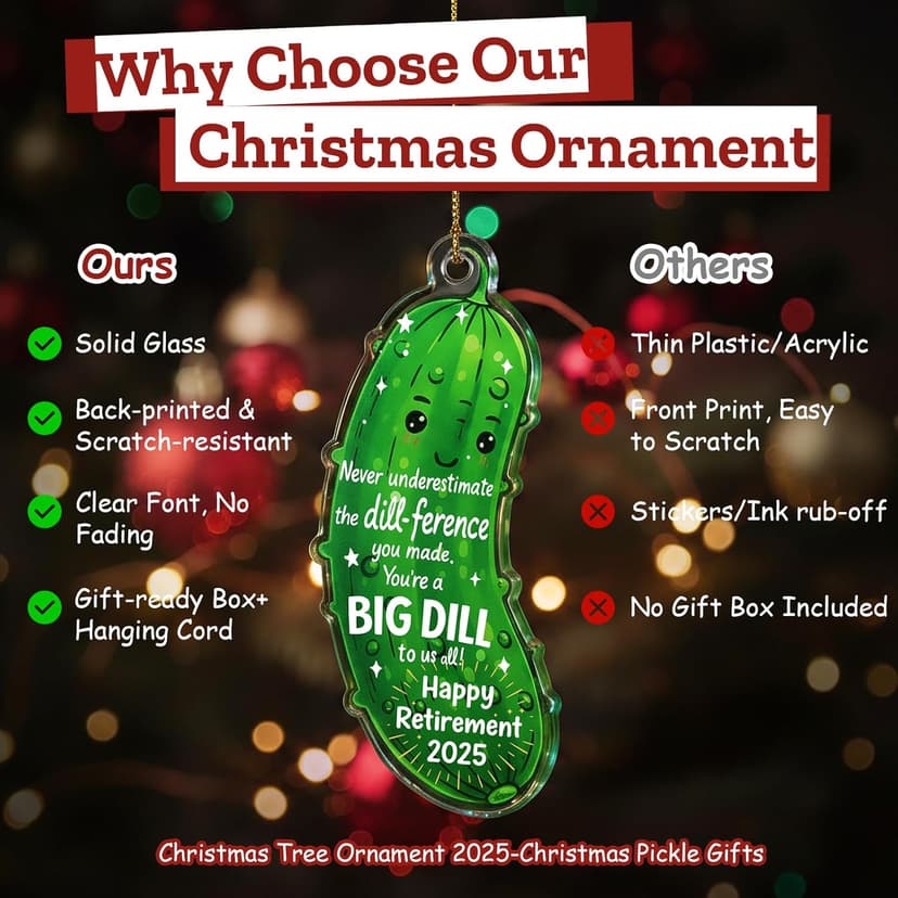 MAMAGIFTREE Christmas Ornament 2025 - Funny Retirement Gifts for Women, Men, Coworker, Boss - Big Dill Keepsake, Happy Retirement Decorations