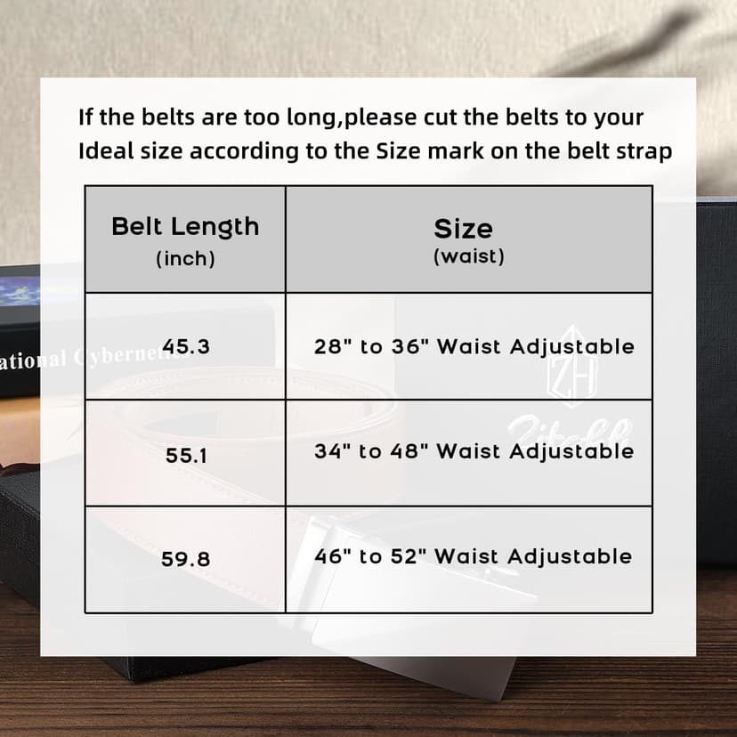 Zitahli Ratchet Belt for Men - 2 Packs Leather Mens belt For Gift Men Dress and Casual,Trim to Fit