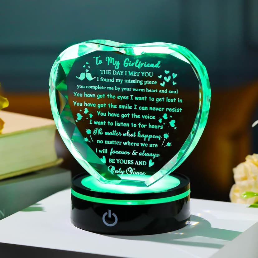 Gifts for Girlfriend with Light Base, Girlfriend Gifts from Boyfriend, Romantic Anniversary Birthday Gifts for Girlfriend Her Valentines Christmas I Love My Girlfriend Gift for Women