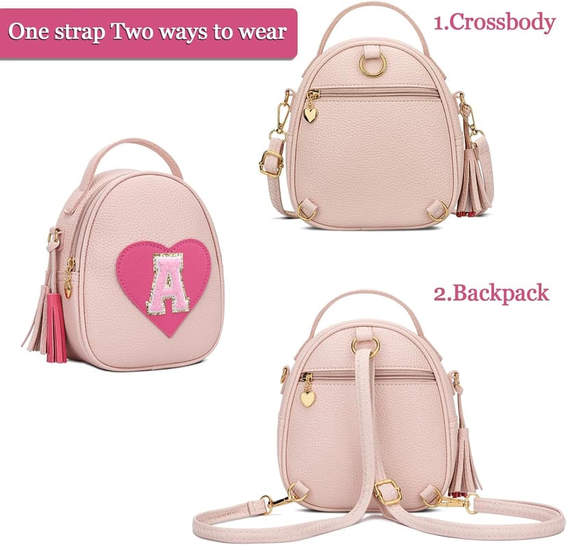 KKXIU Purse Gifts for Girls Cute Little Girl Crossbody Bag Heart Kids Small Backpack with Tassel (A)