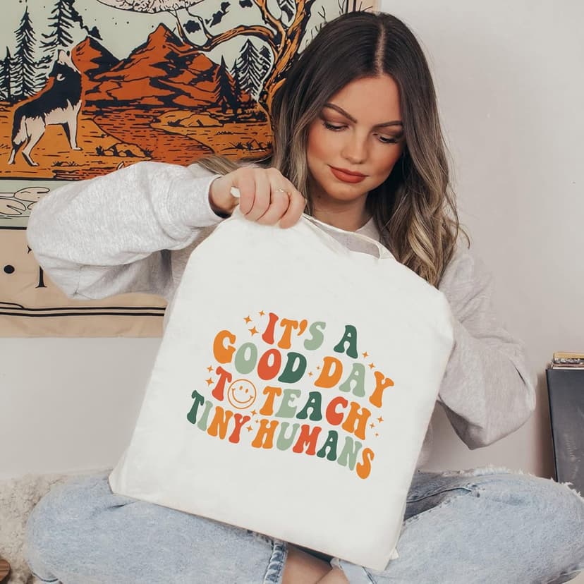 Teacher Appreciation Gifts School Canvas Tote Bags Aesthetic Travel Beach Bag Summer Reusable Grocery Shopping Bag