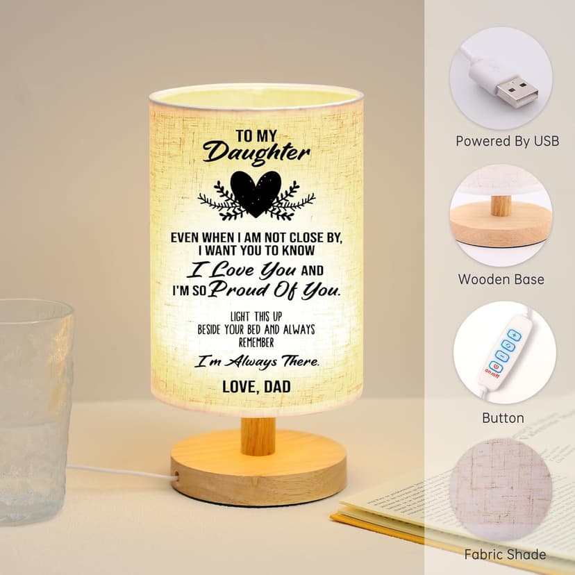 WSYEAR Birthday Gifts for Daughter from Dad,to My Daughter Gifts from Dad- Table Lamp Best Father Daughter Graduation Gifts for Grown Daughter
