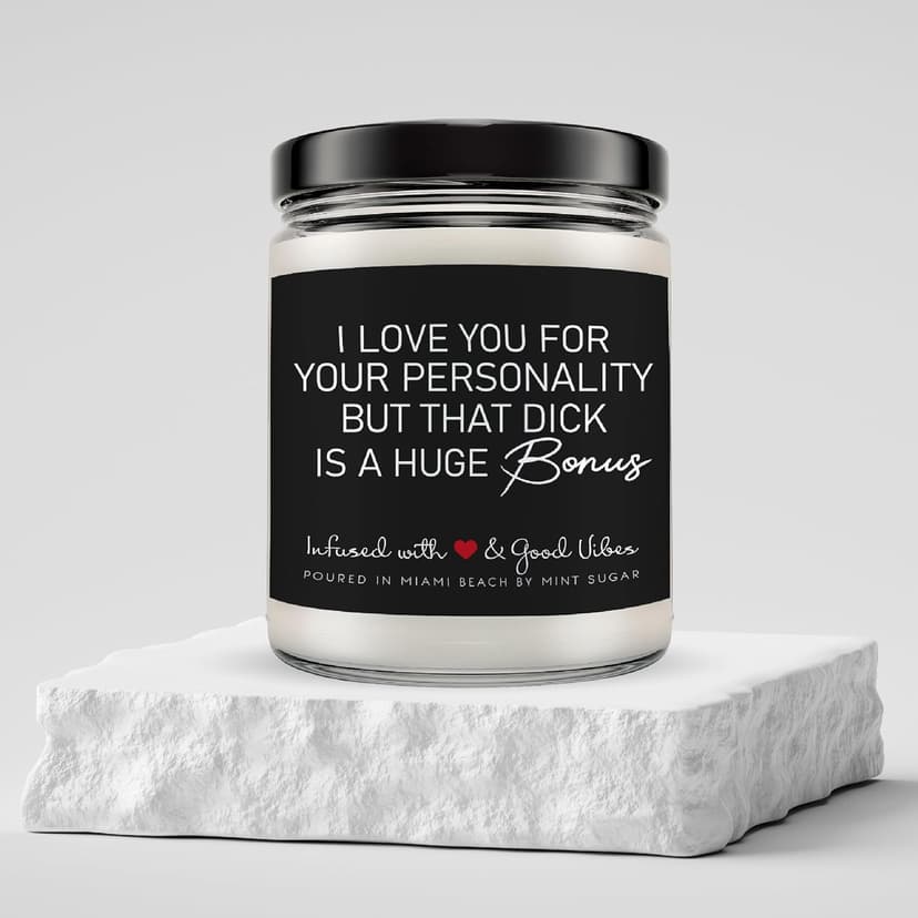 Candle Gifts for Men Funny, Boyfriend Candle, Made in USA, 9 oz, Funny Valentines Gifts for Boyfriend, Naughty Candles by Mint Sugar Candle Company