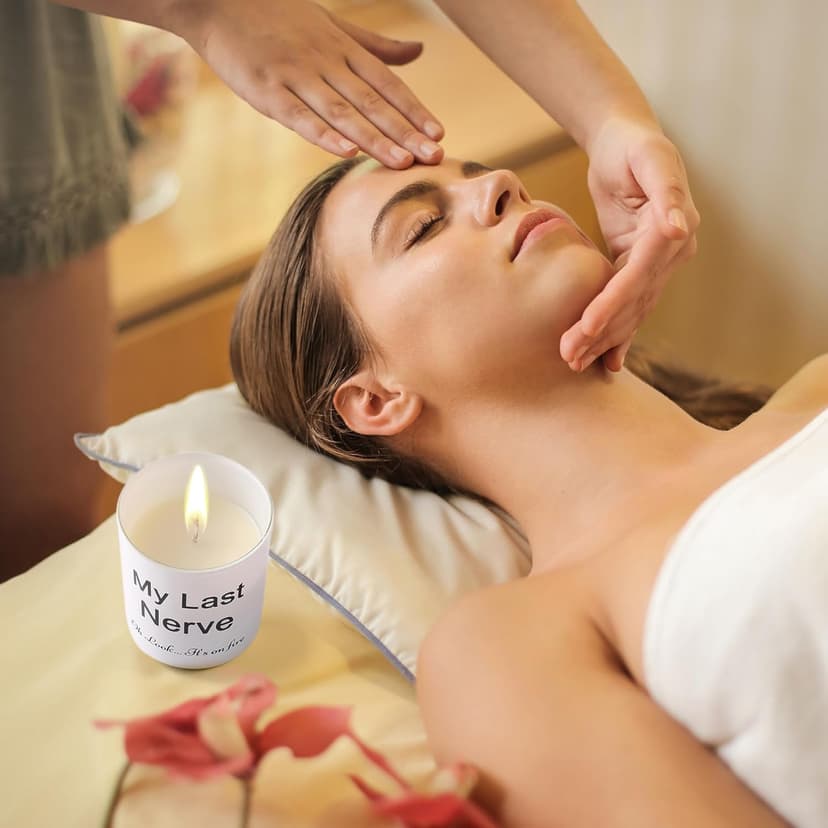 BFJLIFE Candles Gifts for Women Funny Unique Novelty My Last Nerve Candle Christmas Birthday Gift for Sister Best Friend Stocking Stuffers for Women Lavender Scented Soy Candle