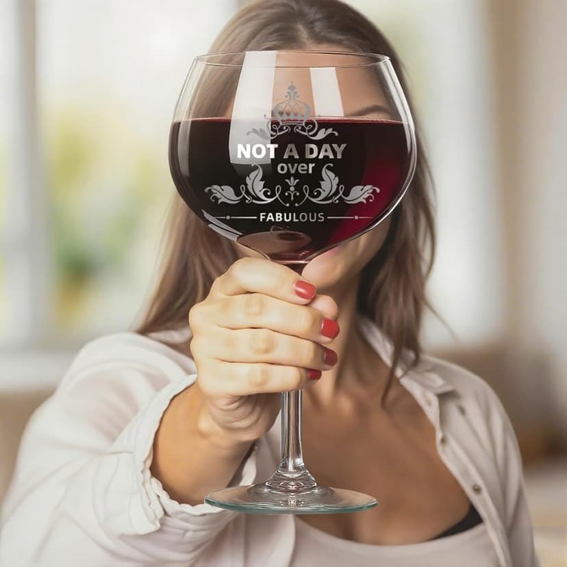Gifts For Women,Not a Day Over Fabulous Personalized Wine Glasses Birthday Gifts Wine Glass Mothers Day Gifts For Women, Unique Gift Ideas for Her Mom Friends Female Her Wife Girlfriend Coworkers