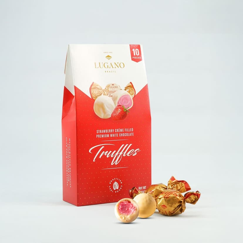 Lugano Premium Truffles Variety Pack of 5 - One Box of Each Flavor - Milk, White Cherry, White Strawberry, Dark Caramel, and Milk Chocolate Caramel