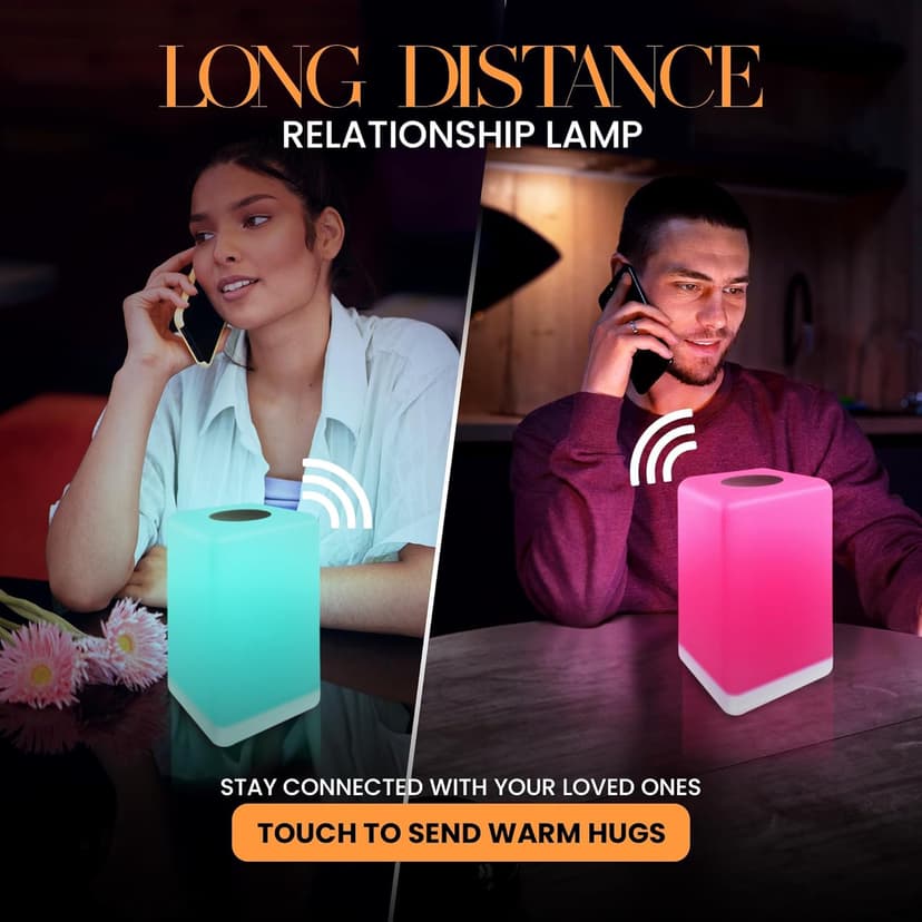 Friendship Lamp FriendLi by Filimin - Subscription Required Wi-Fi LED Light for Long Distance Touch Lamp, Present for Best Friend, Relationship, Family, Unique Gifts, Easy App Setup - Set of 2
