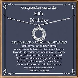Birthday Gifts for Women, Sterling Silver Chain Circles Necklace 30th 40th 50th 60th 70th 80th 90th Birthday Necklace for Her Woman 30 40 50 60 70 80 90 Years Old Birthday Gifts for Women