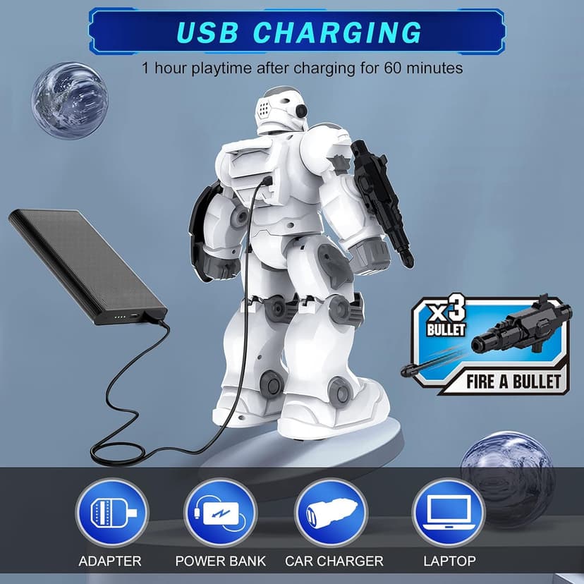 VAV Toys for 6-10 Year Old Boys Girls, Rechargeable Remote Control Robot Toy, Intelligent Programmable RC Robot with 2.4GHz Gesture Sensing, Christmas Birthday Gifts for Kids Age 6 7 8 9 10